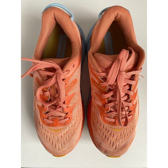 HOKA ONE ONE Gaviota 4 WIDE Women’s 8D Coral Peach Blue Running Shoes - Picture 5 of 11